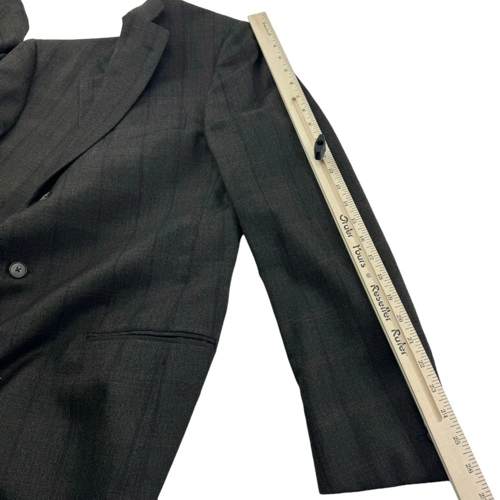 Ermenegildo Zegna Brown Windowpane Check Wool 3 Button 2 Vent‎ Blazer Size 42L